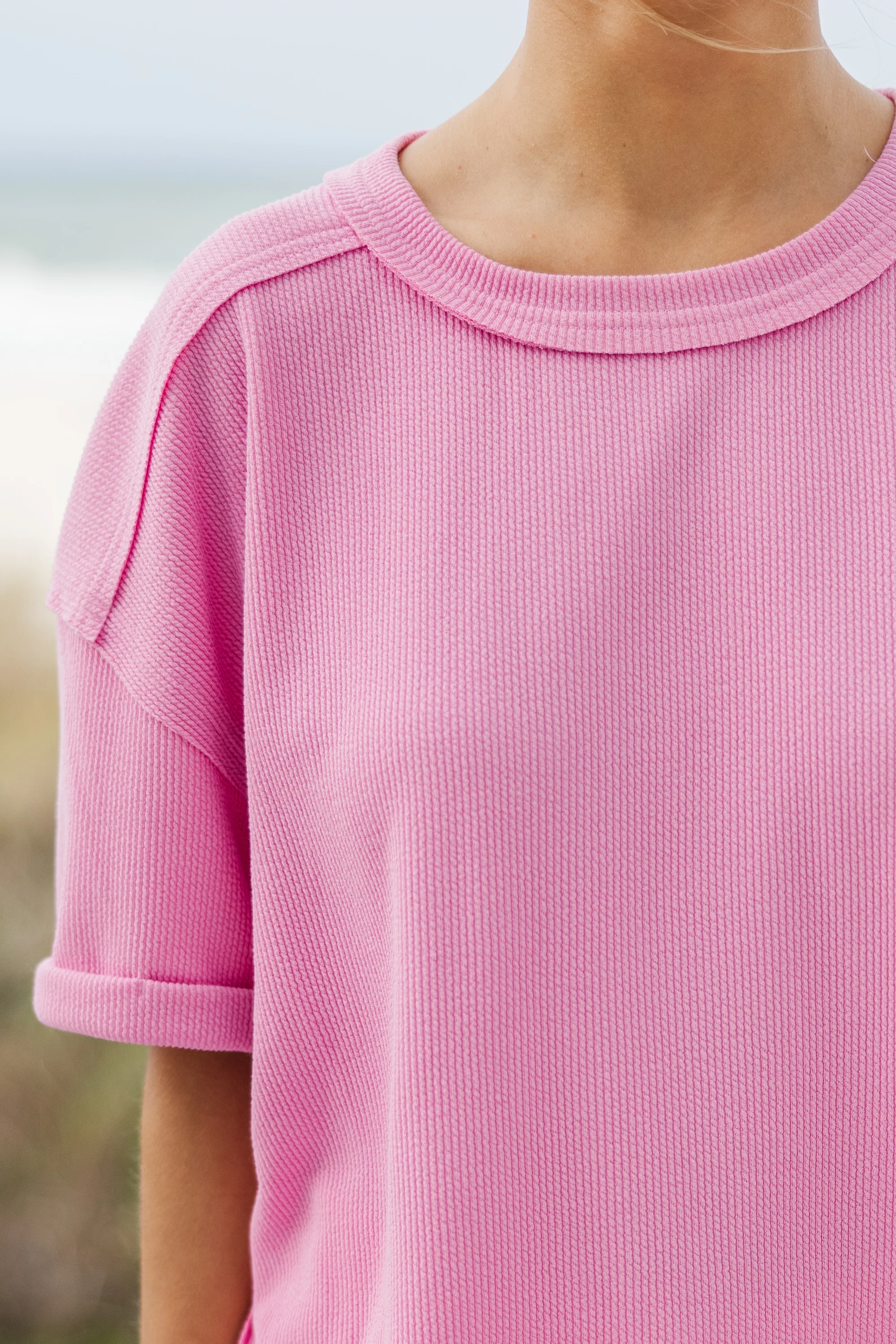 Pink Ribbed Top