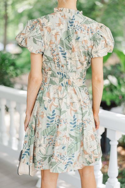 Sage Green Floral Dress