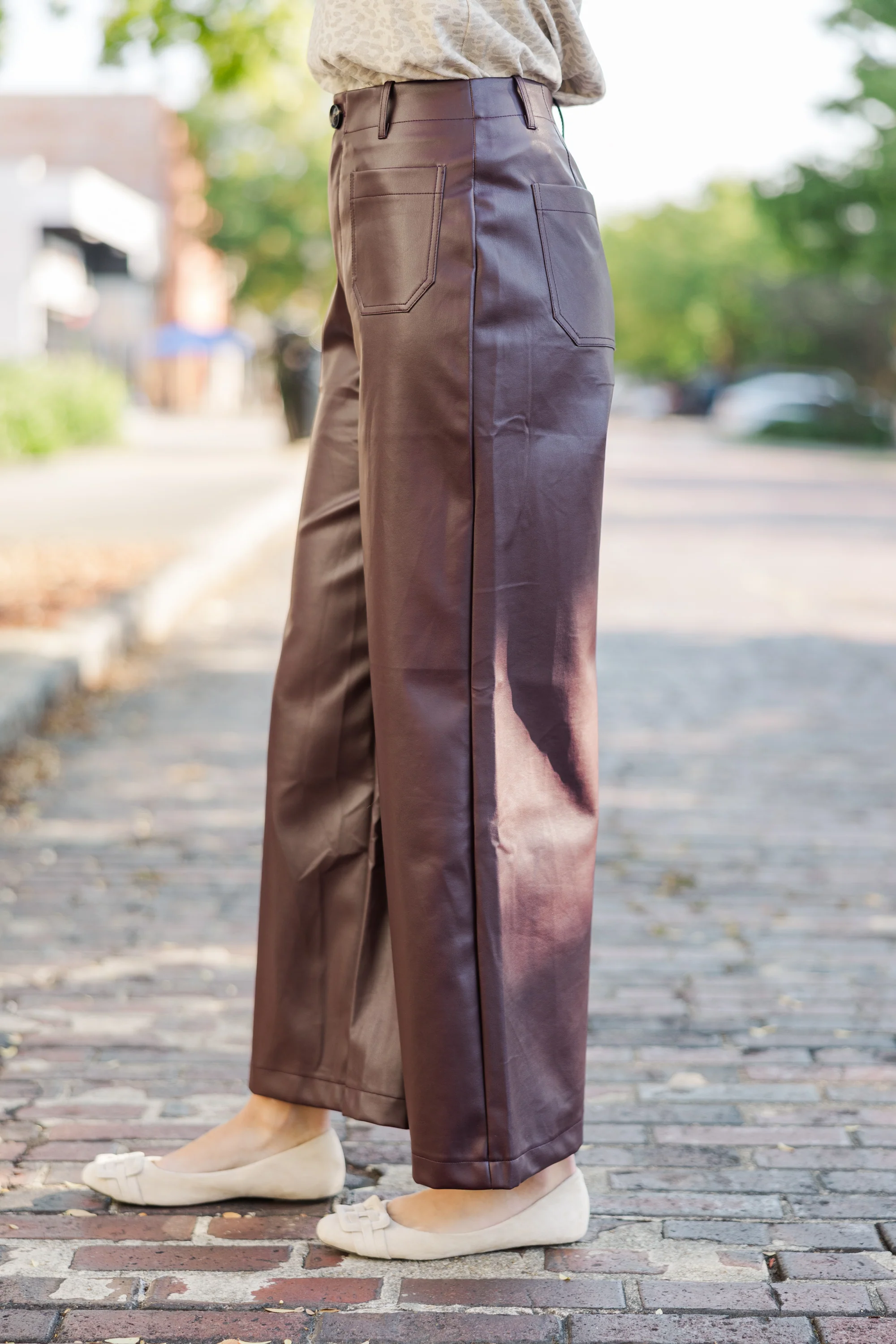 Chocolate Brown Faux Leather Pants