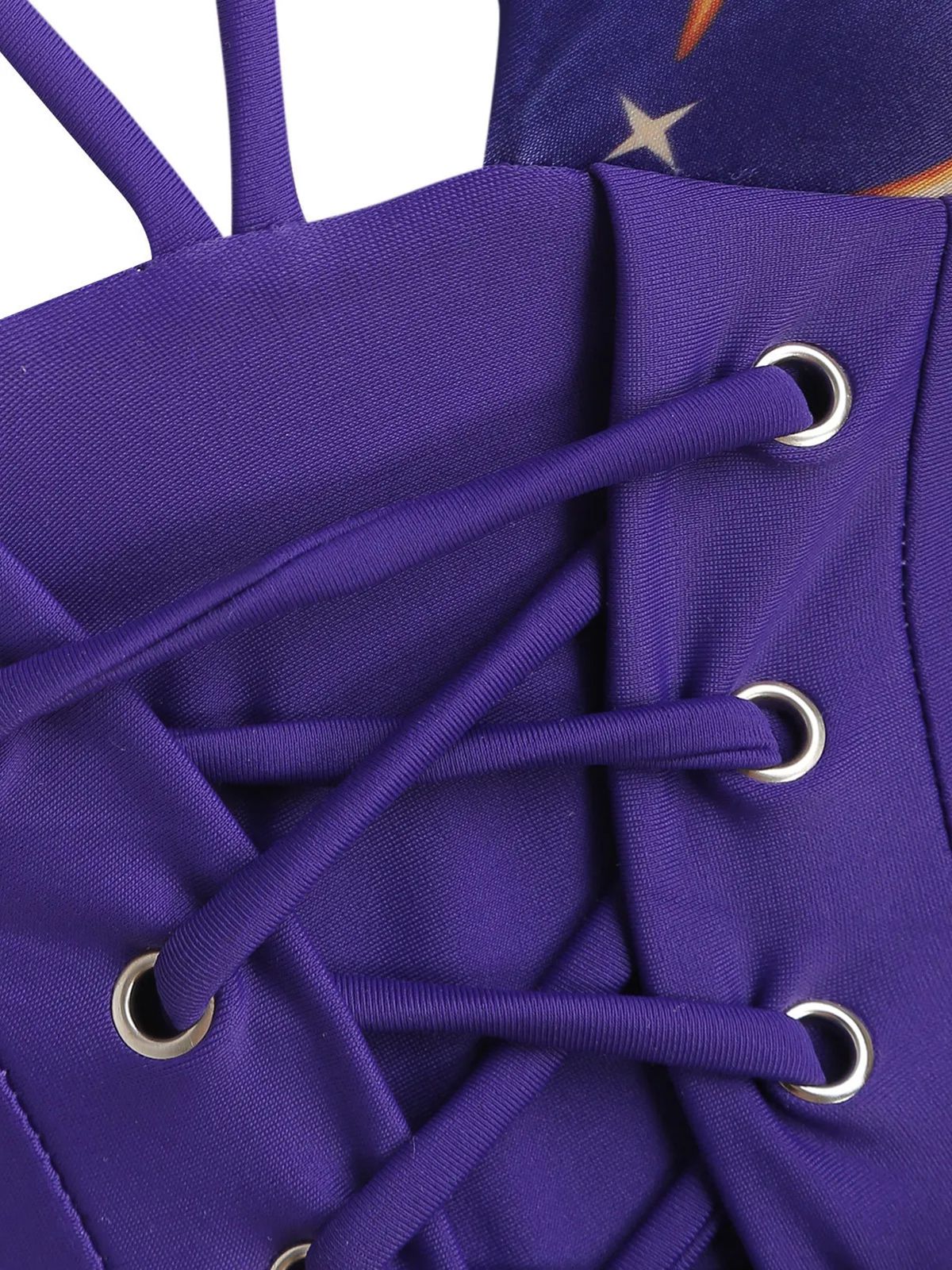 Purple Sun Moon Stars Lace-Up Swimsuit