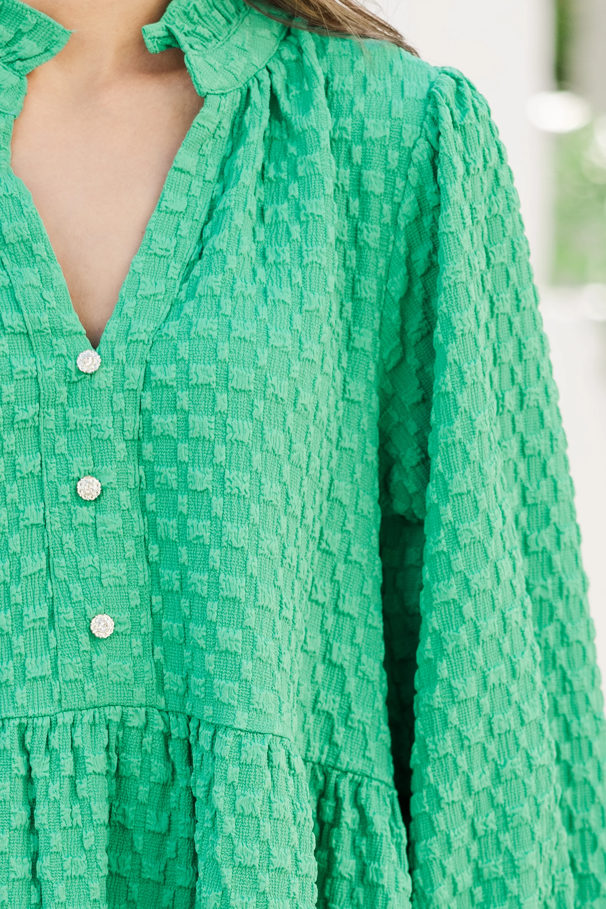 Green Textured Dress