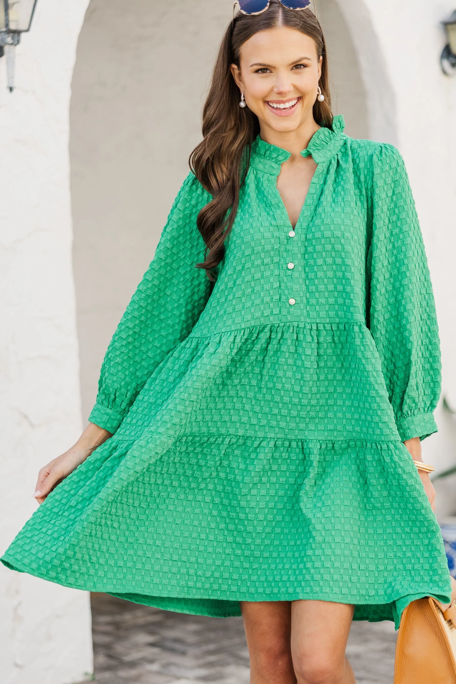Green Textured Dress