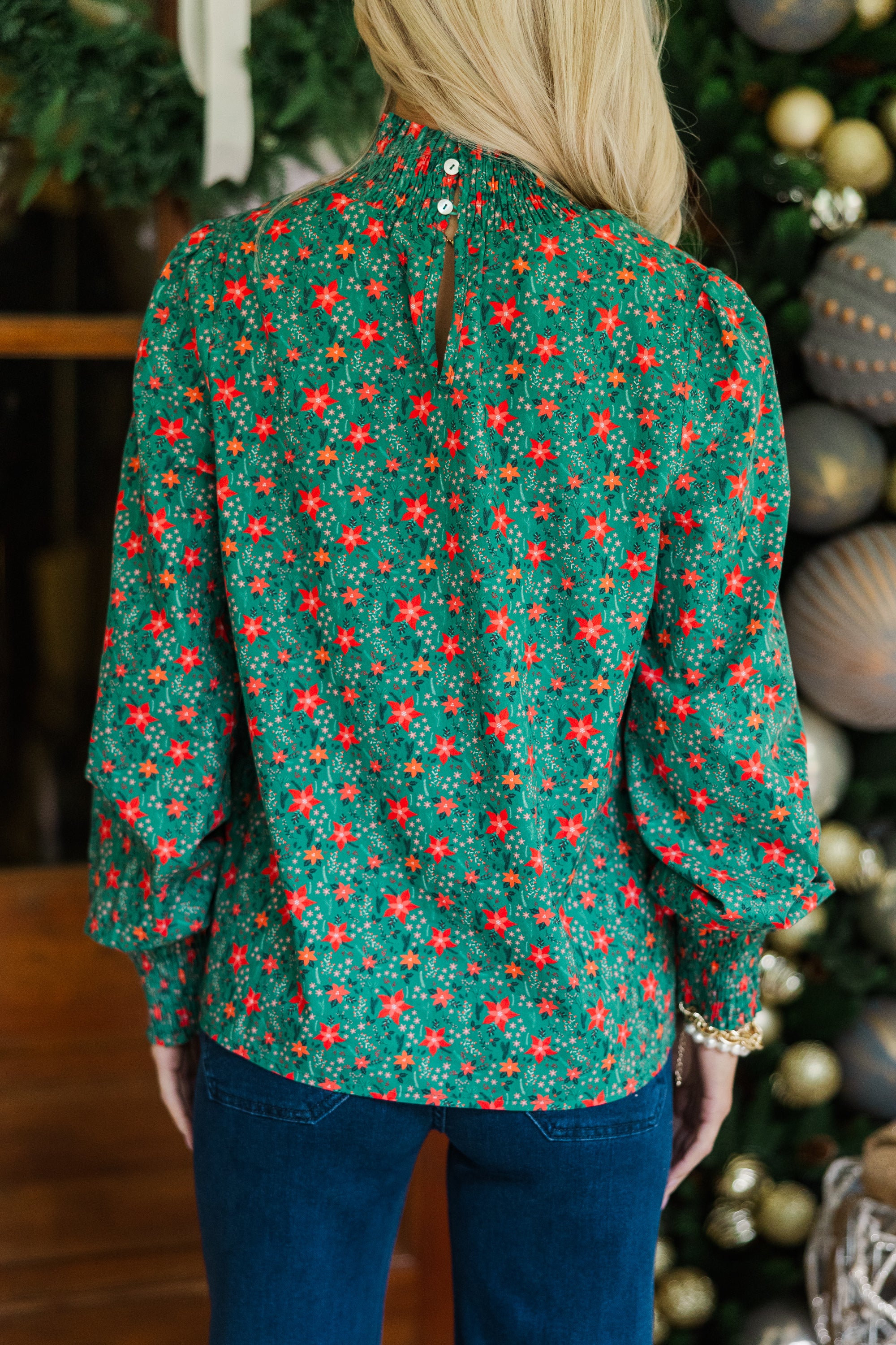 Emerald Floral Blouse