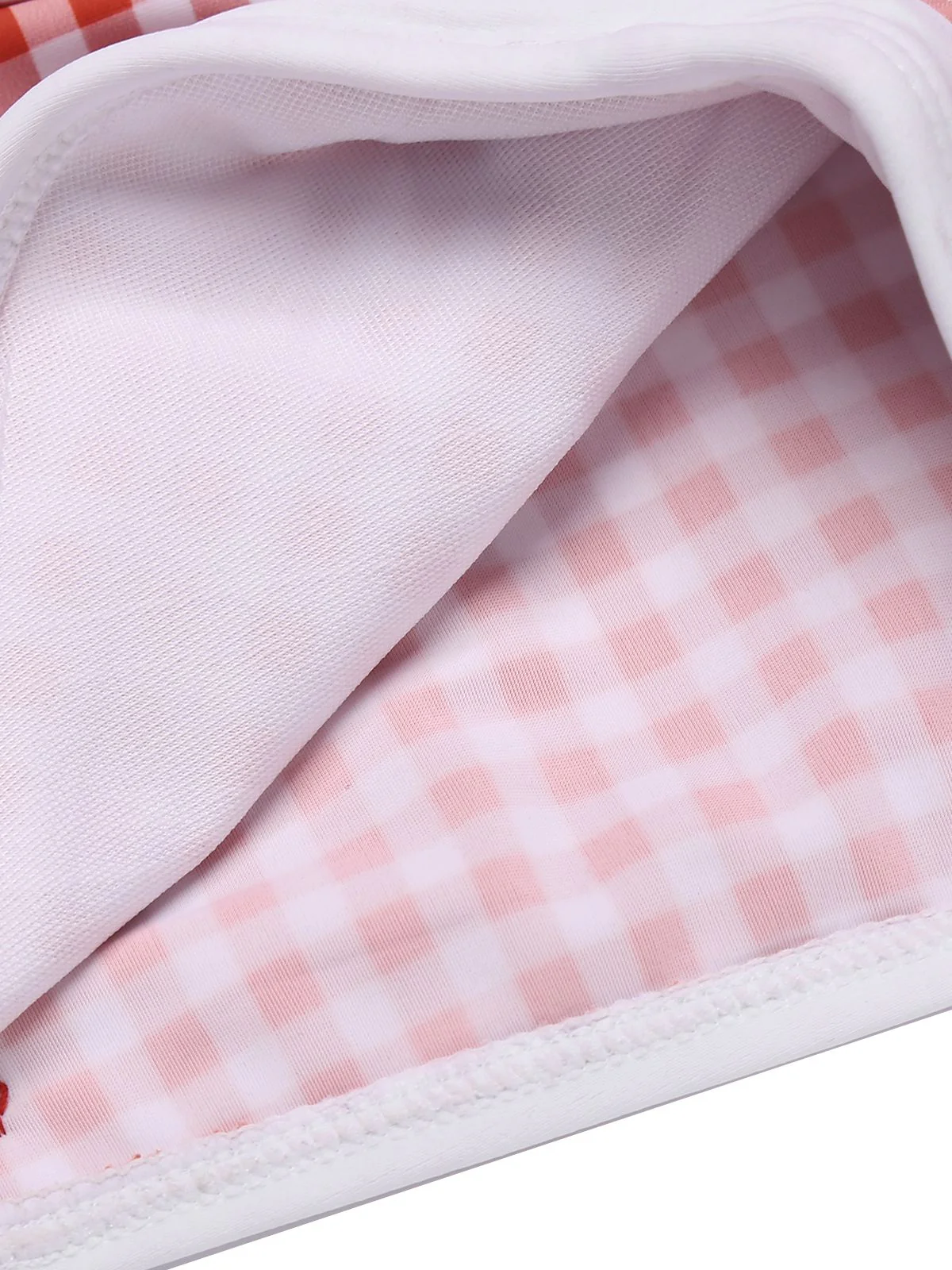 Gingham Halter Bowknot One-piece Swimsuit