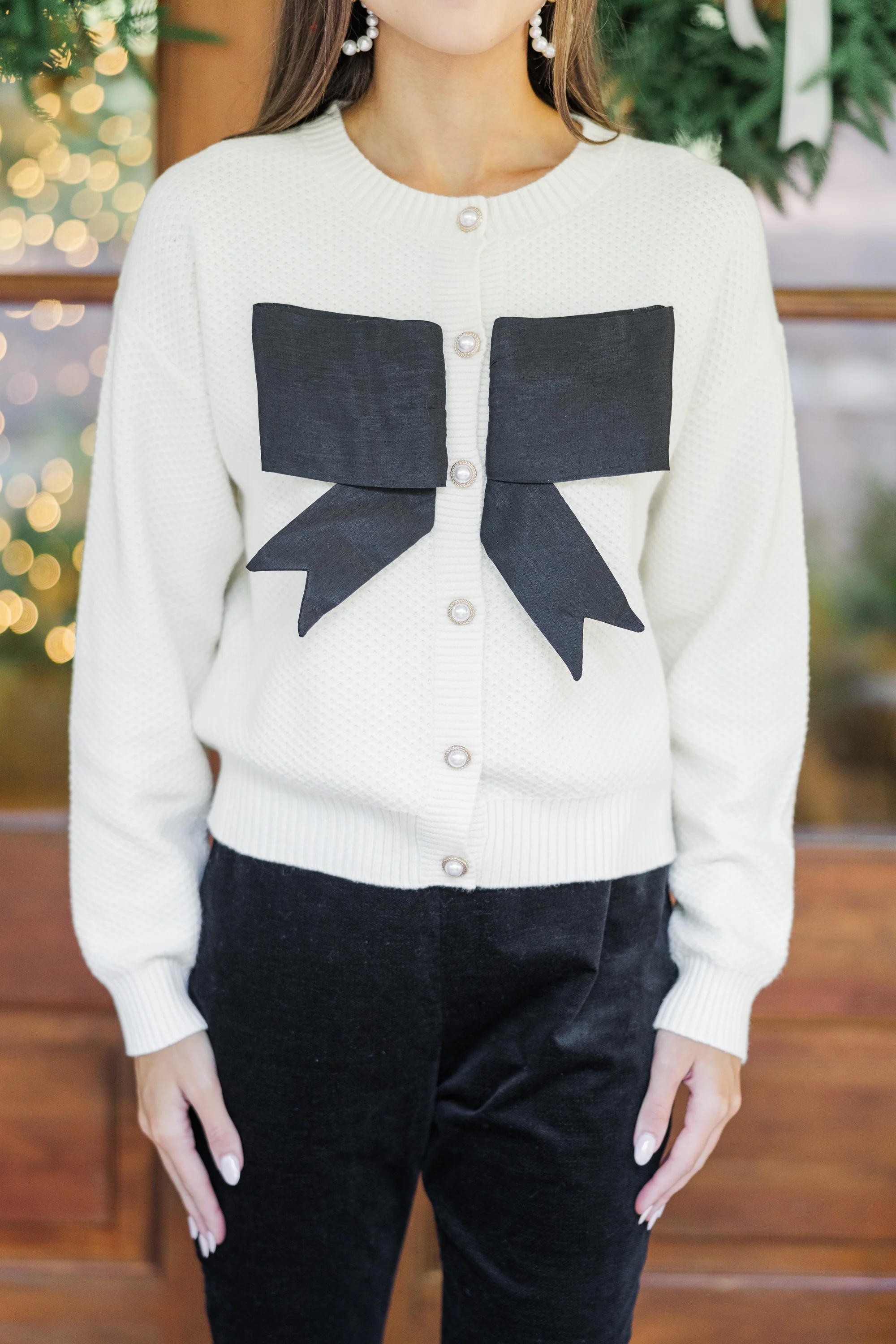 Cream Bow Cardigan