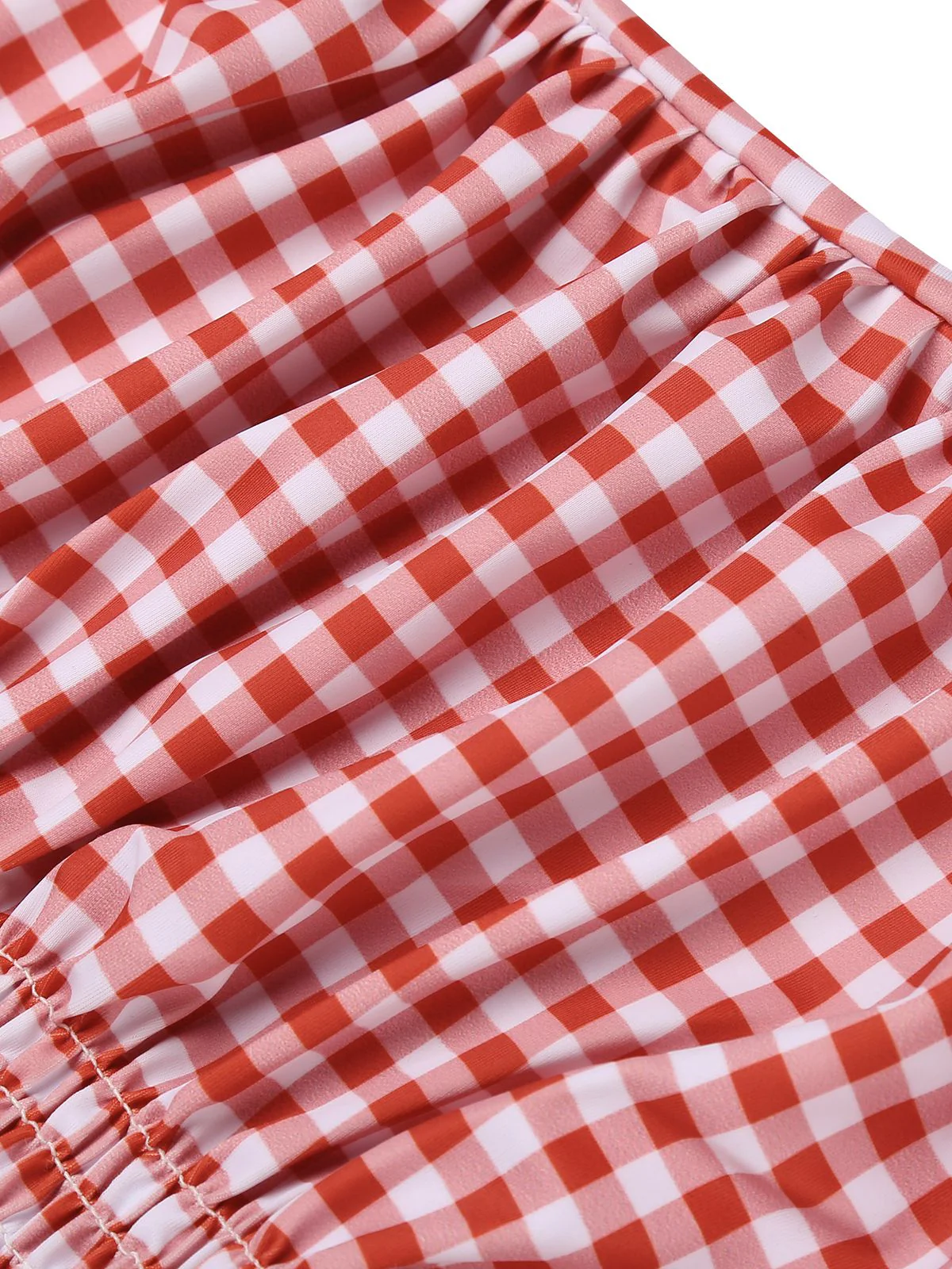 Gingham Halter Bowknot One-piece Swimsuit