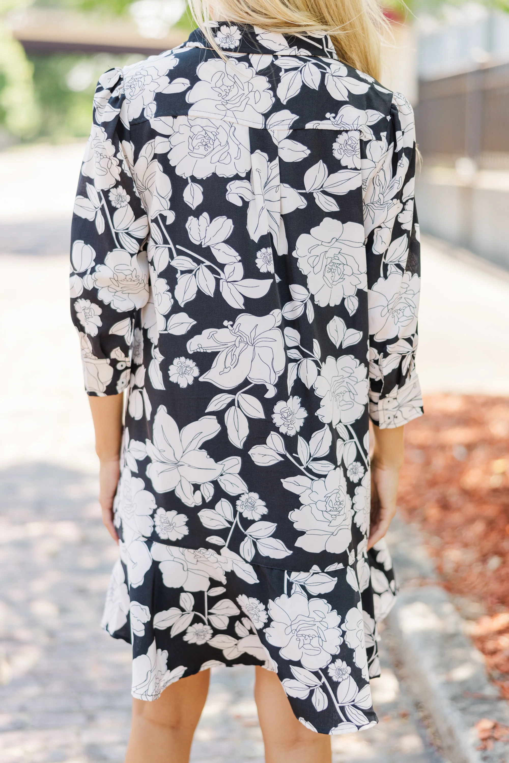 Black Floral Shirt Dress