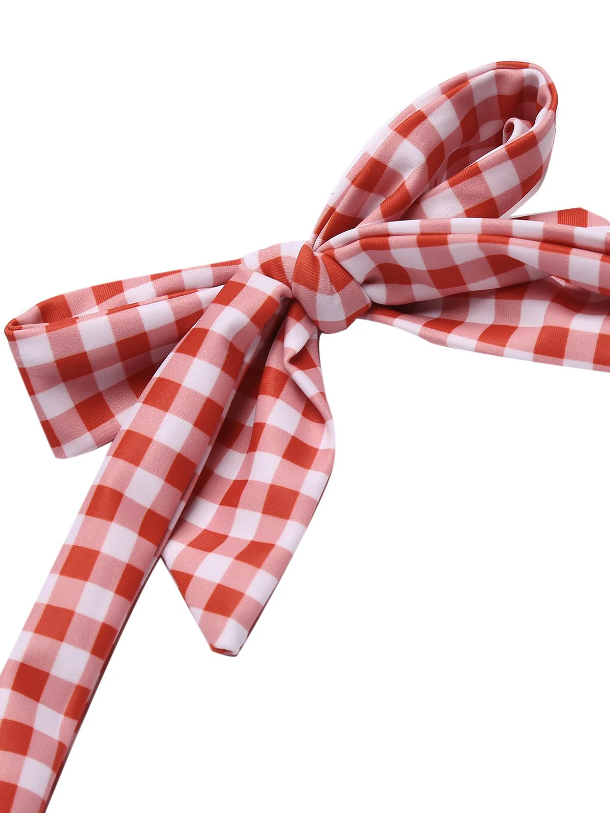 Gingham Halter Bowknot One-piece Swimsuit