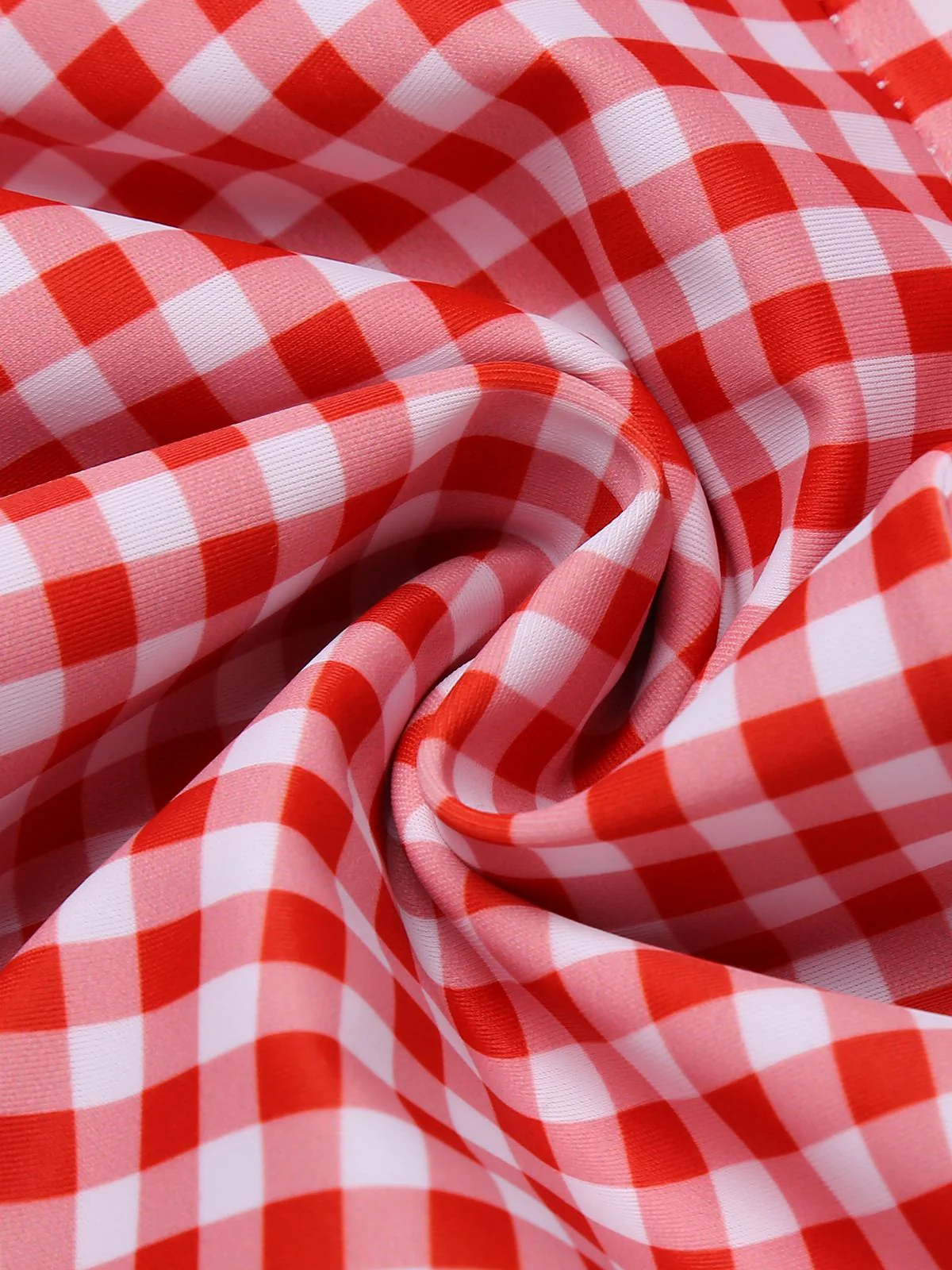 Gingham Halter Bowknot One-piece Swimsuit