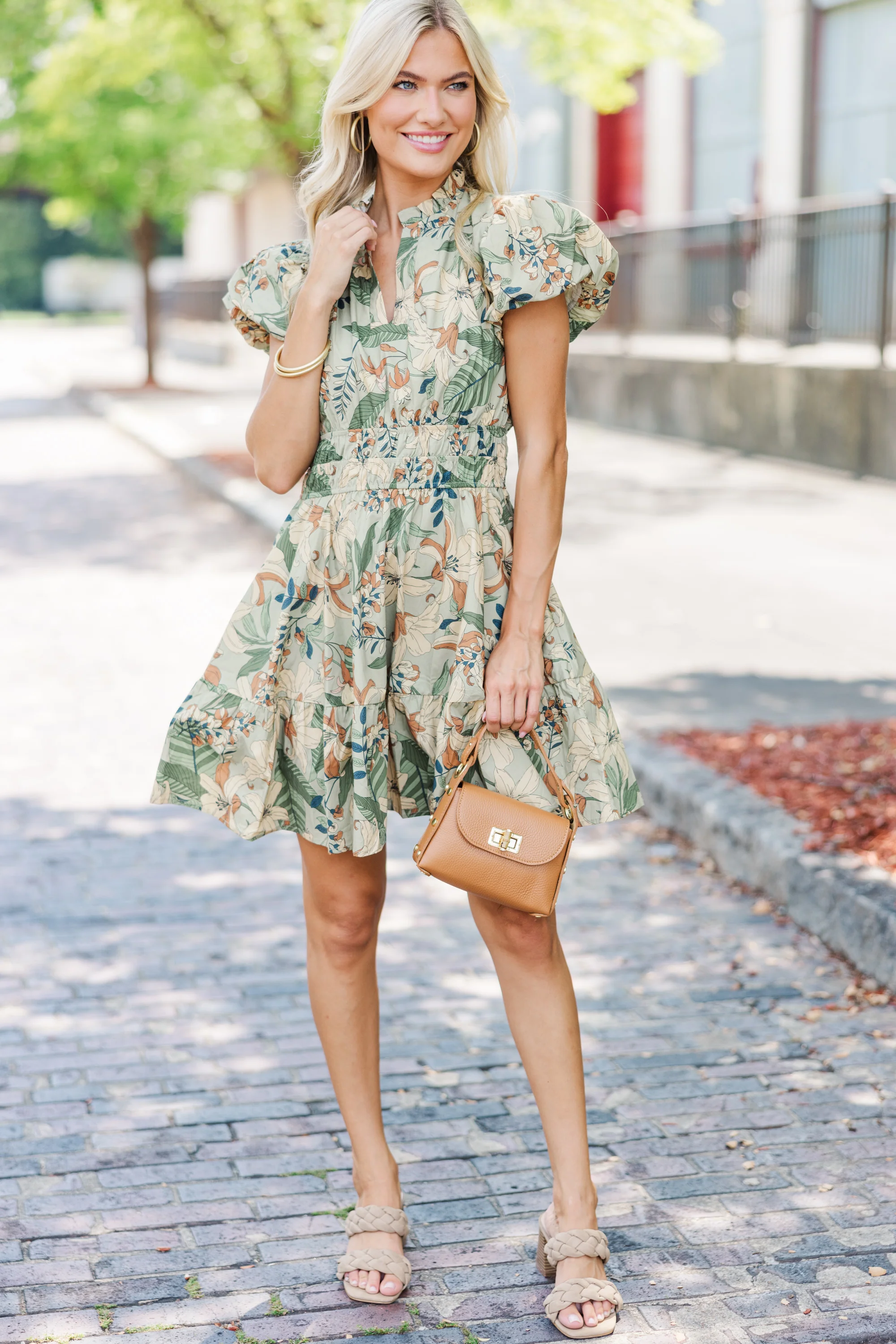 Sage Green Floral Dress