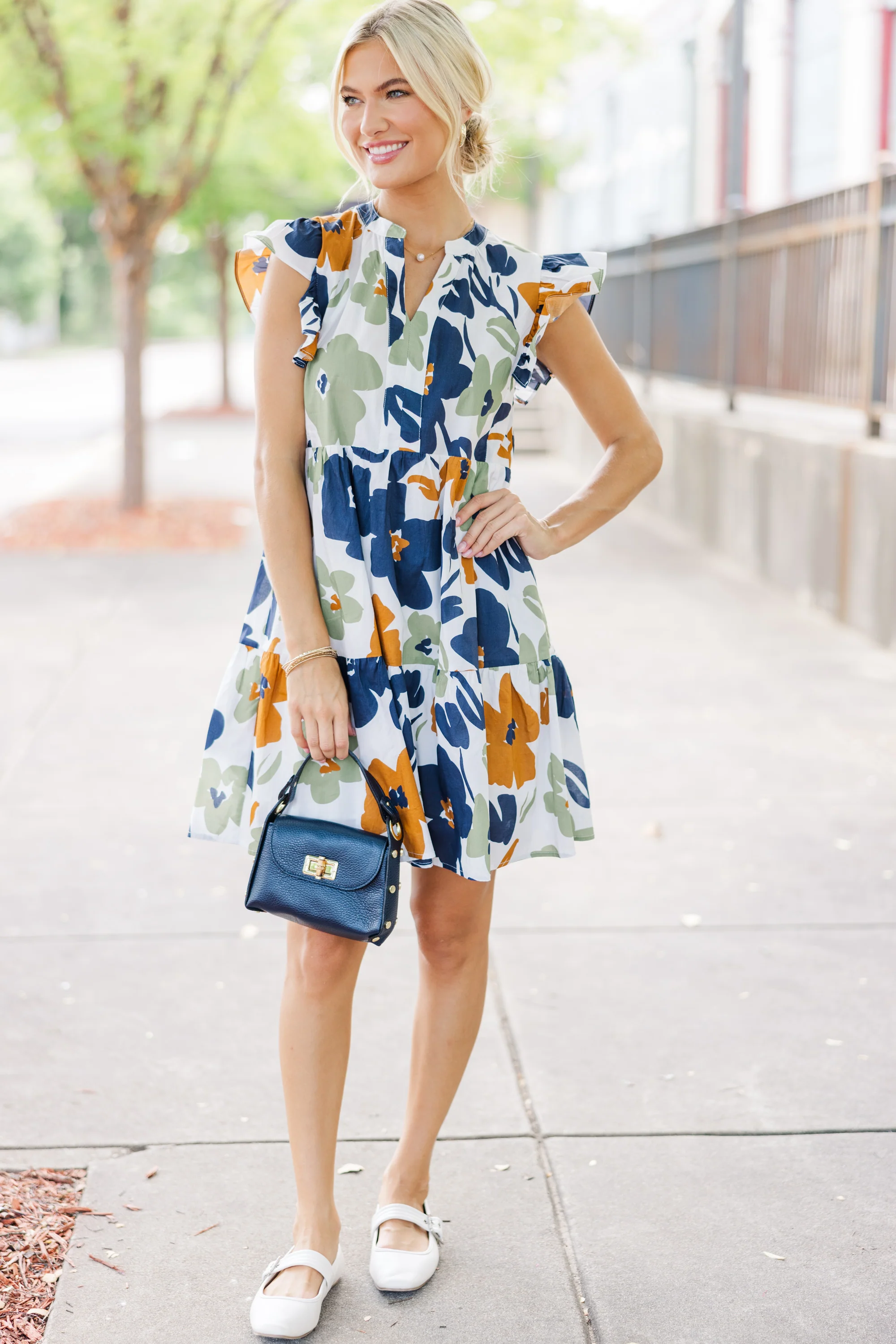 Olive Green Floral Dress