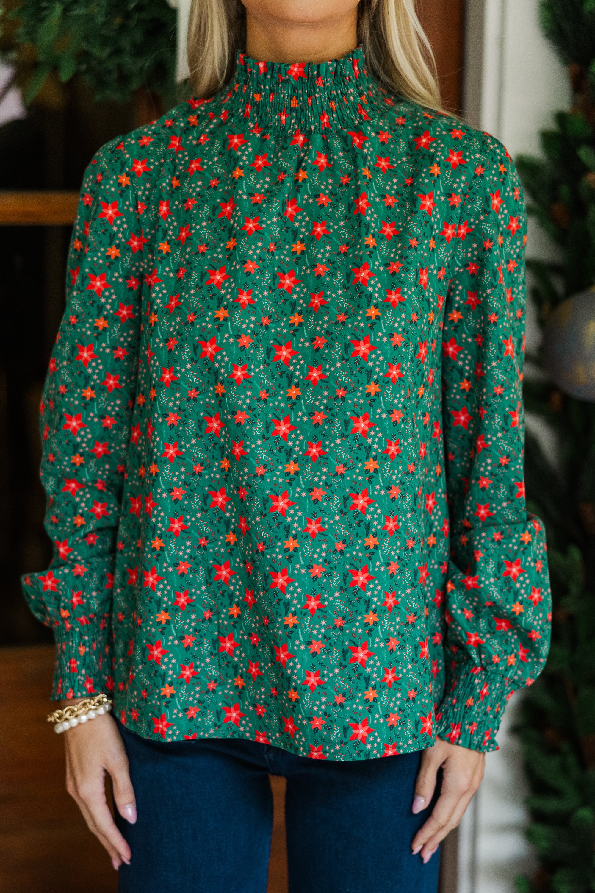 Emerald Floral Blouse