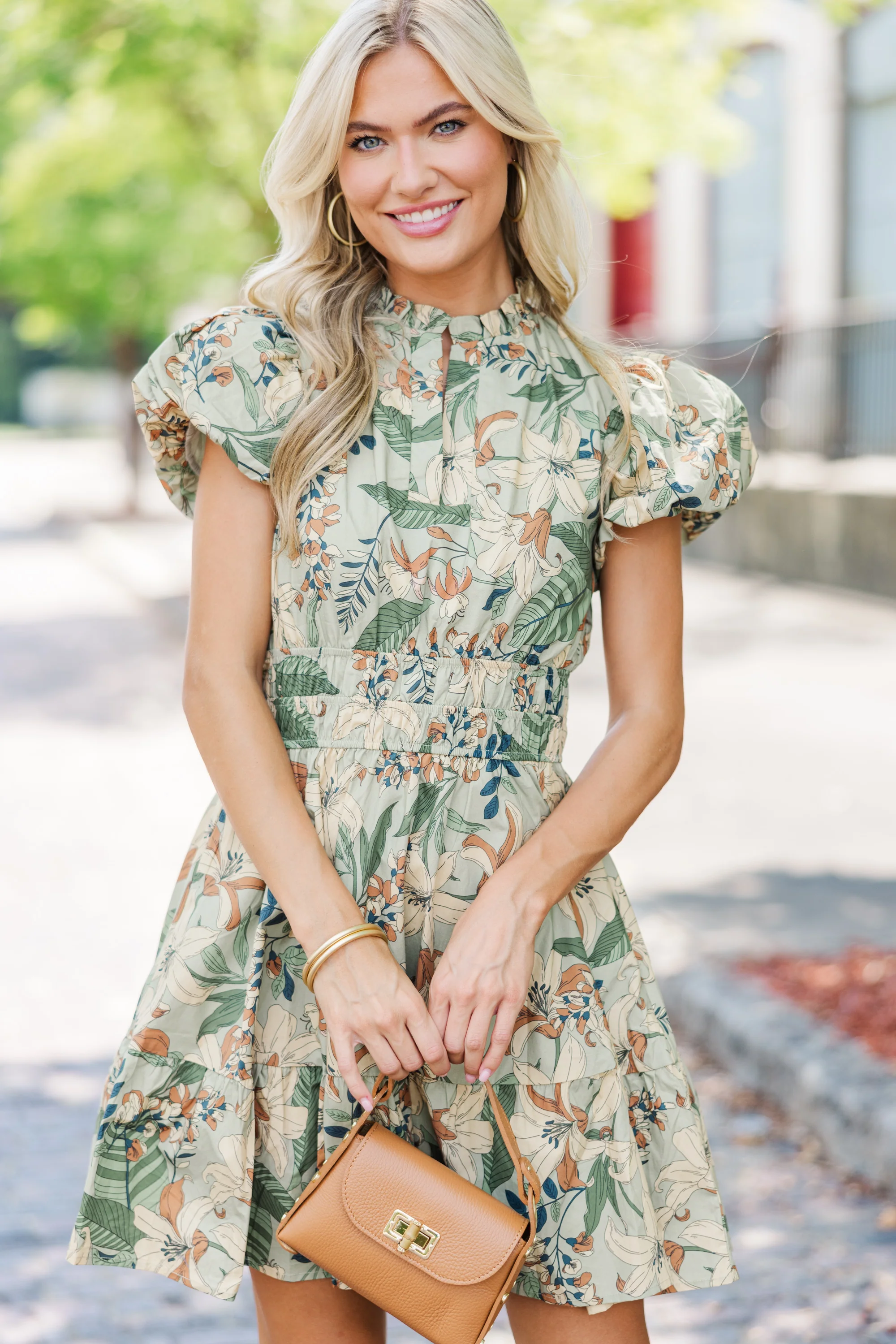 Sage Green Floral Dress