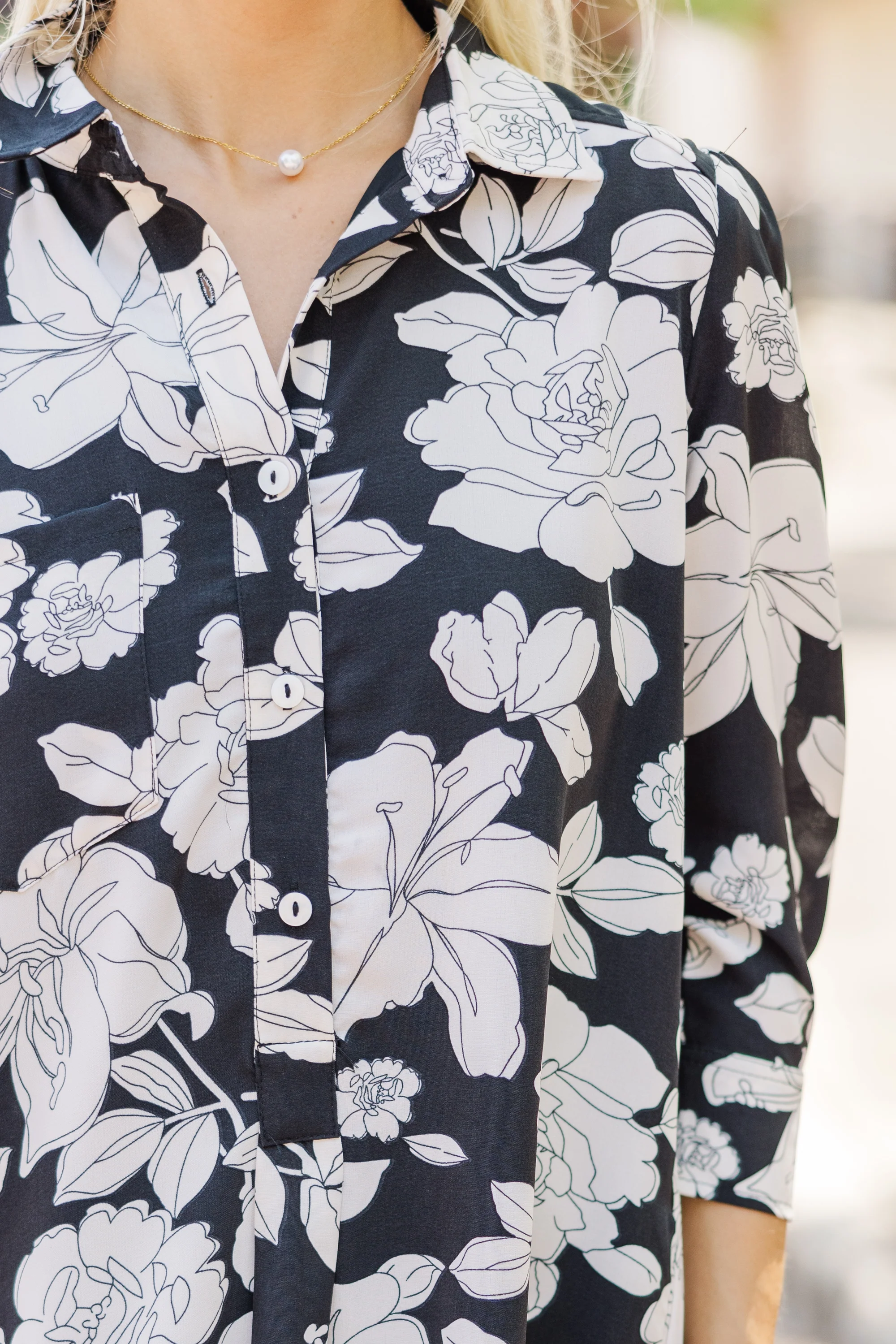 Black Floral Shirt Dress