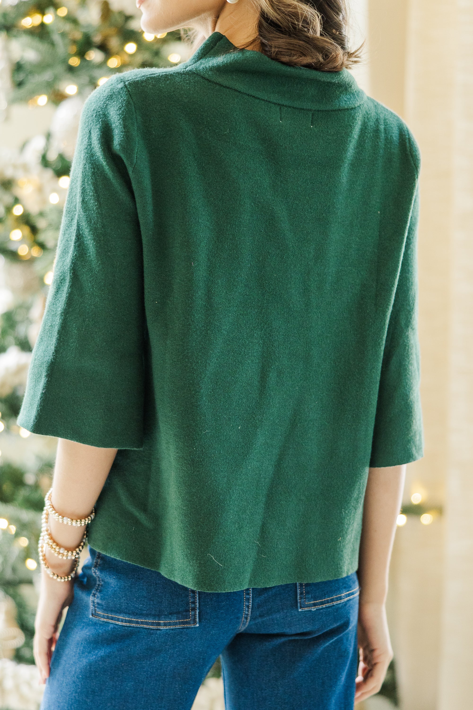 Emerald Green Mock Neck Sweater