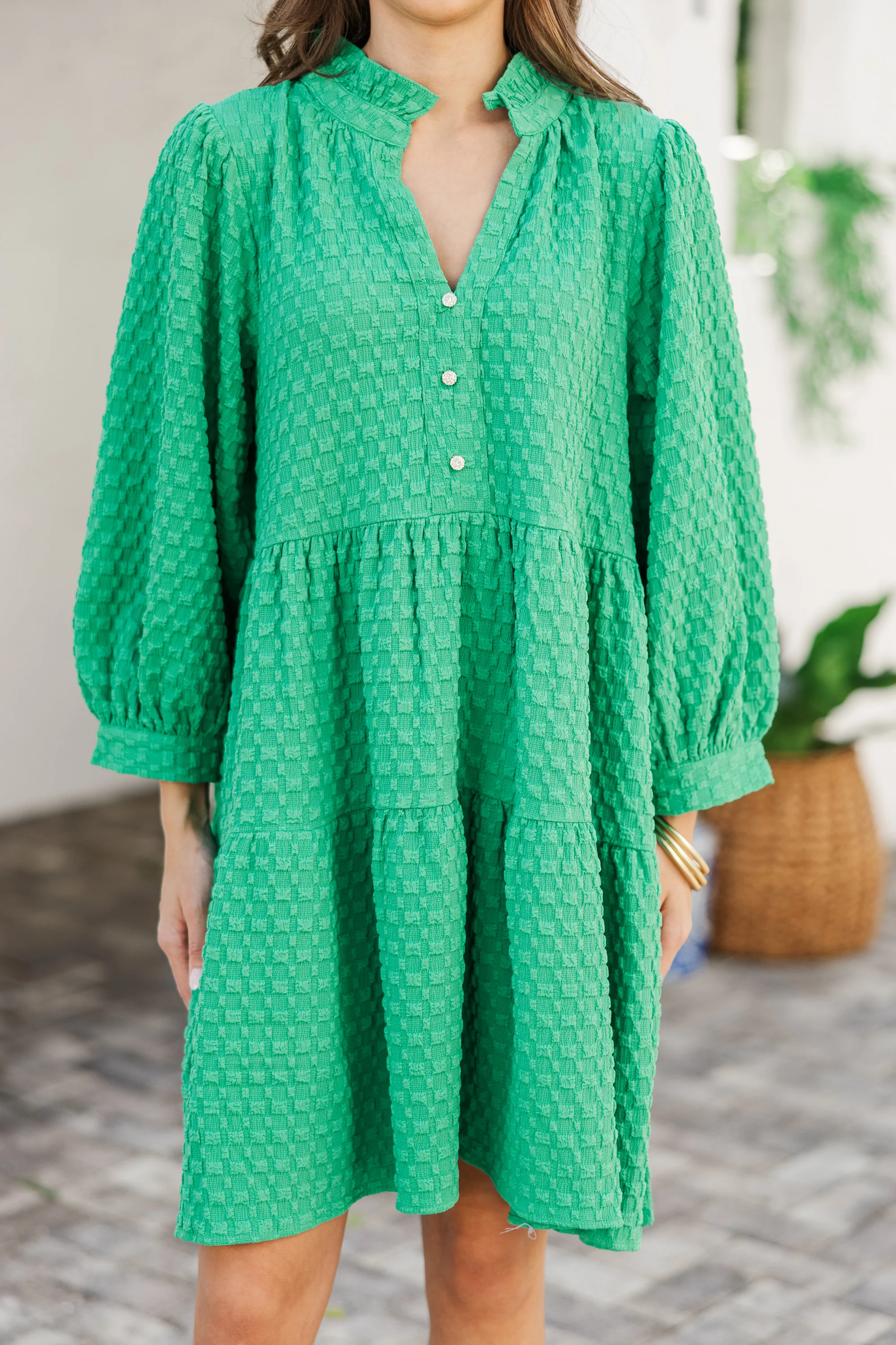 Green Textured Dress
